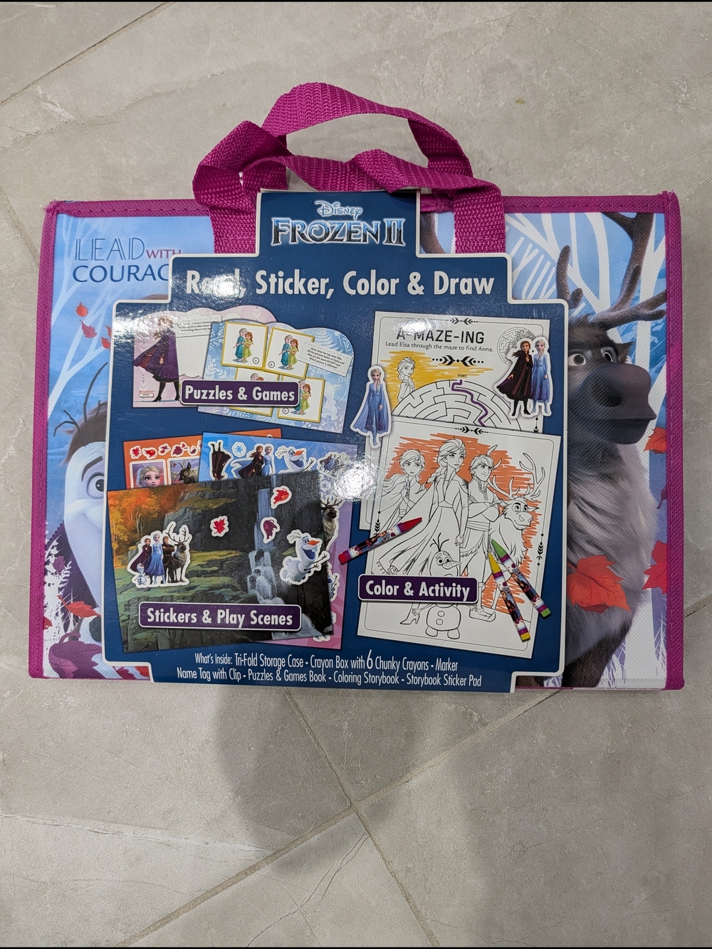 2/$50 Disney Frozen II Activity Set Anna Elsa Books Stickers Case NWT - Picture 2 of 3